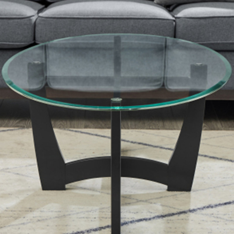 Table basse ovale en verre trempé, Noir