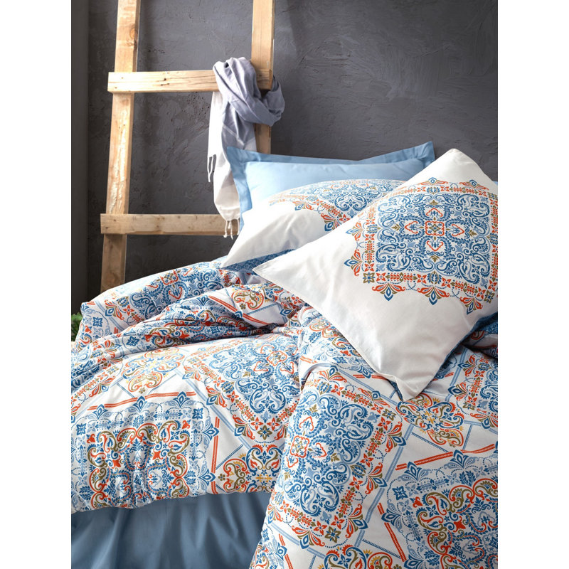 Ensemble de housse de couette 100% coton bleu / blanc / rouge Schuylerville