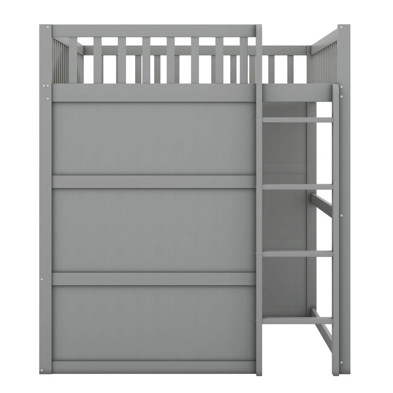 Lit mezzanine Abhir Kids, Gris / blanc, Full