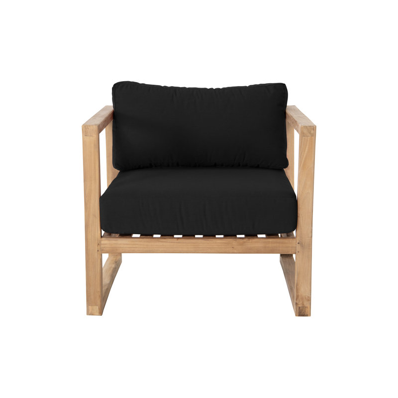 Ensemble de conversation extérieur en teck avec coussins Sunbrella, Noir