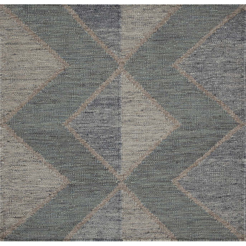 Textures Wool Geometric Area Rug in Blue, Rectangle 10' x 14'