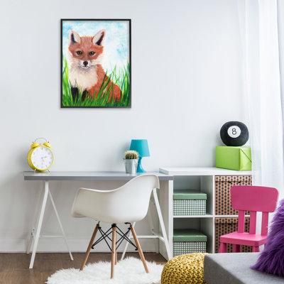 Baby Fox in Grass Giclee Art, design by Sarah Waldron Kimball
