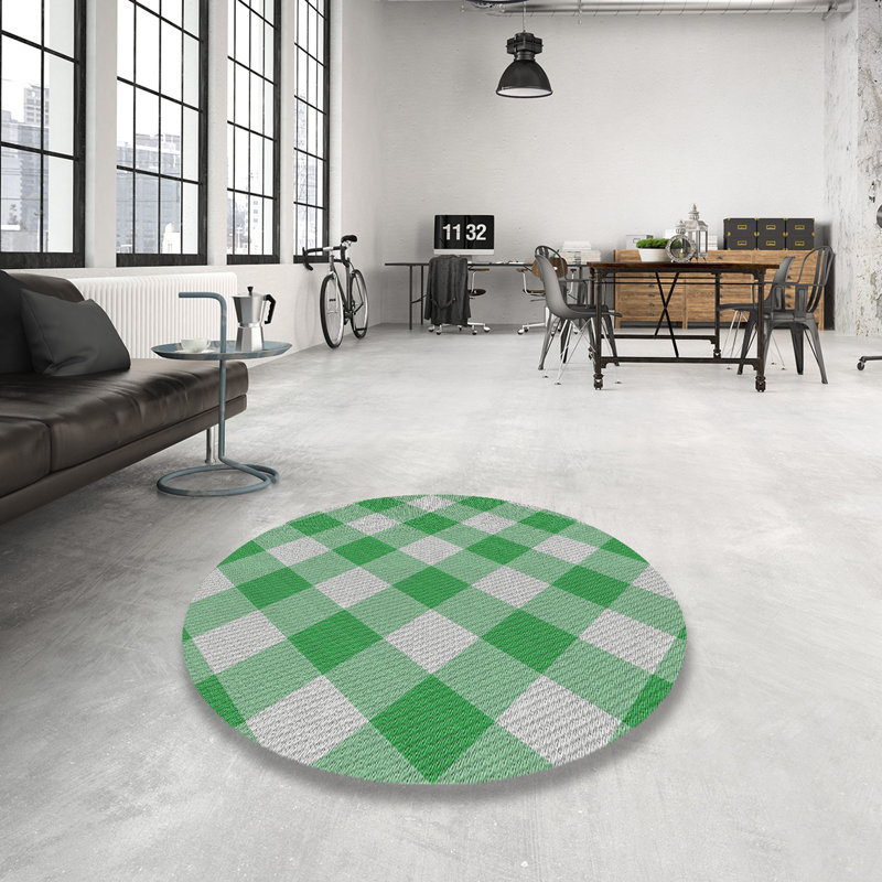 Gingham Indoor Rug, Round 5'