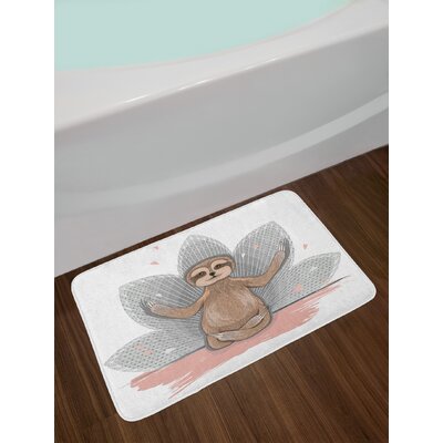 Little Cute Sloth Meditation Lotus Flower Yoga Asana Positions Motivational Fun Non-Slip Plush Bath Rug -  East Urban Home, FB7075CA29EE4F029B2AC5ACE23C210C