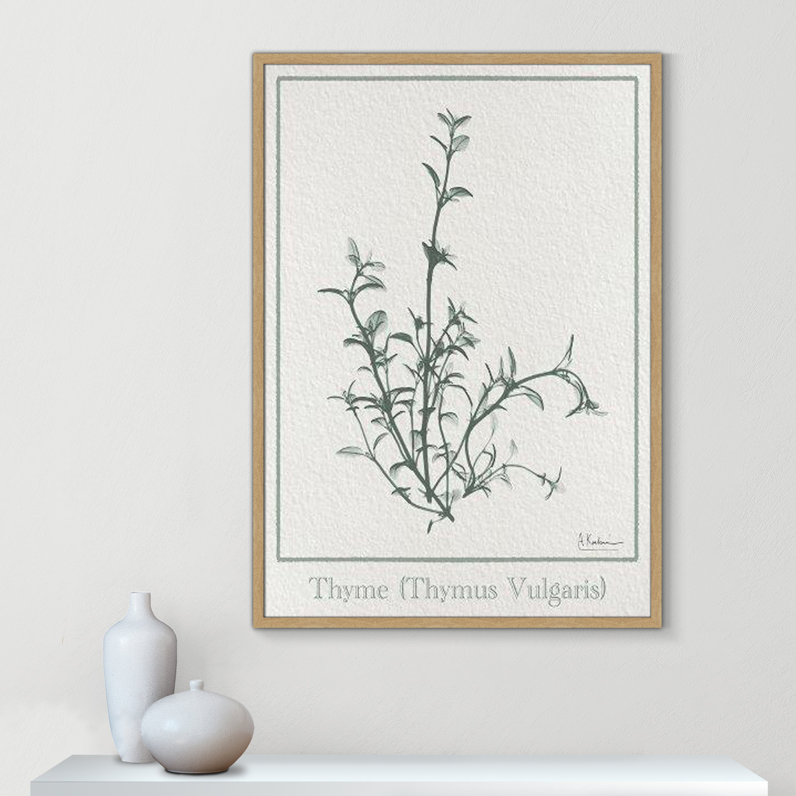 Jeanette "Thymus Vulgaris" Print, 41.5" H x 29.5" W x 1.25" D, Brown Framed Paper
