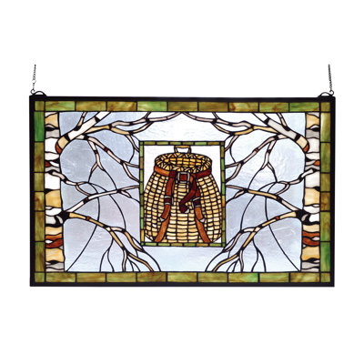 Pack Basket Stained Glass Window