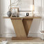 Console, base en V en placage de bois naturel pour une polyvalence classique, parfaite pour exposer vos articles préférés, assemblage facile-439863330