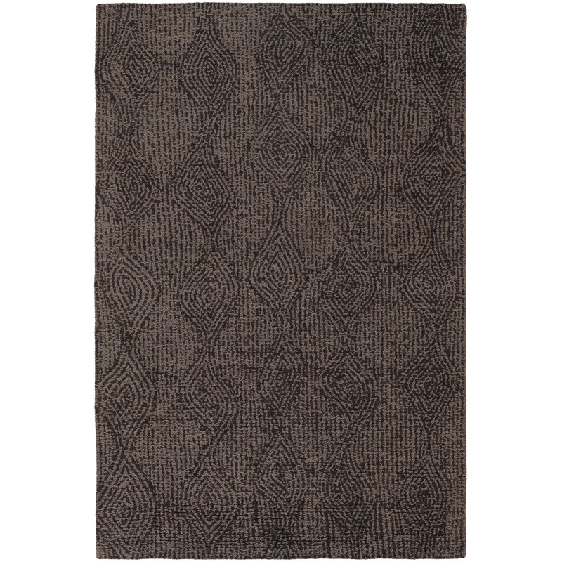 Donora Authentic Hand-Tufted Handmade Dark Brown & Light Brown Loop Pile Modern Abstract Ikat Wool Area Rug, 7'9" x 10'6"