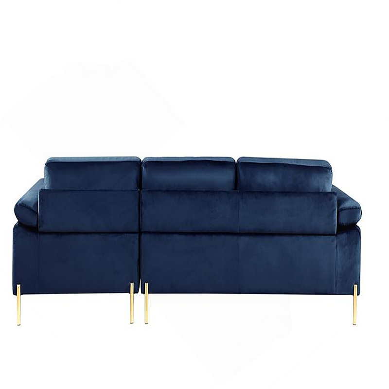 Canapé en L en velours Coastal Blue