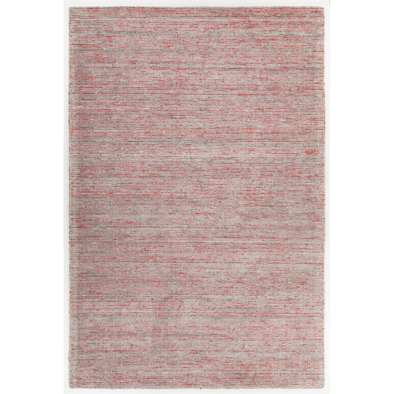 Tapis rouge/gris fait main dhurrie Adilynn, Rectangle 7 pi 9 po x 10 pi 6 po