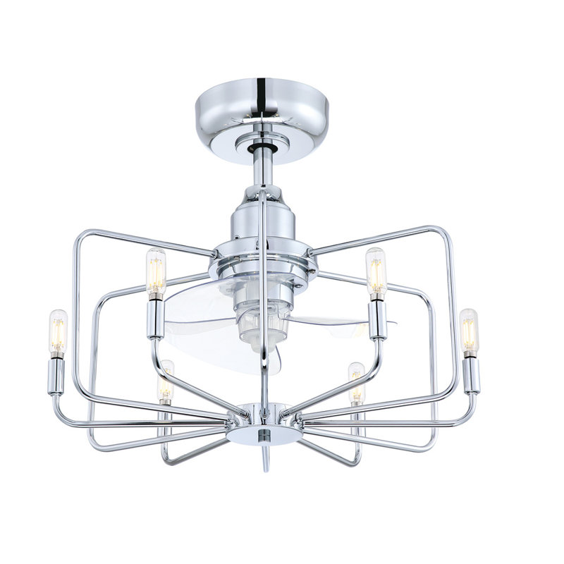 Influencer 22 inch Indoor Ceiling Fan with LED Bulb Light Kit and Remote Control - Chrome with Clear blades, Chrome