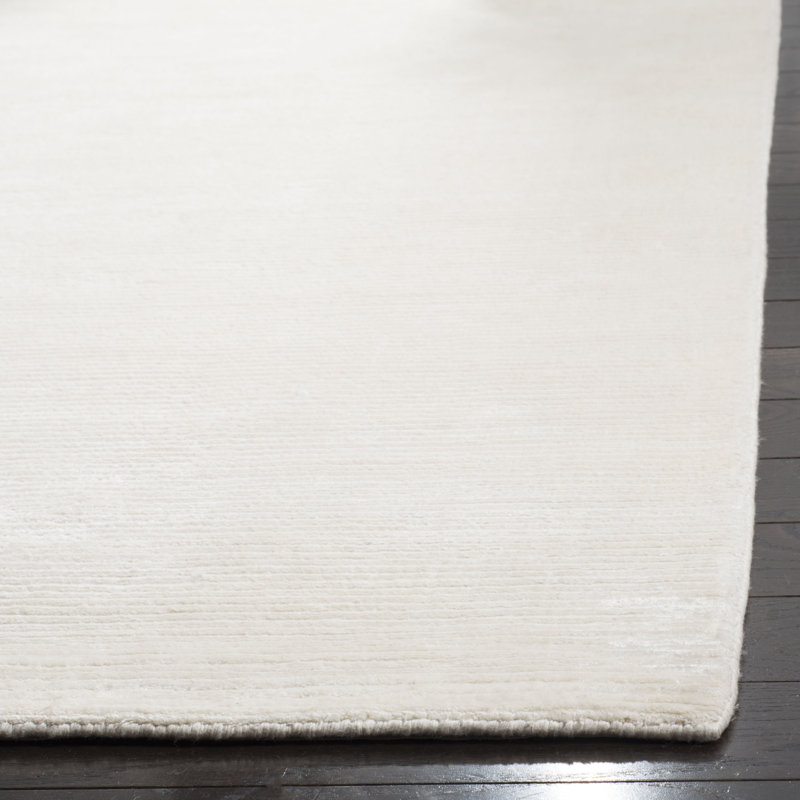 Tapis blanc tissé à plat à la main Endor, Rectangle 8 pi x 10 pi