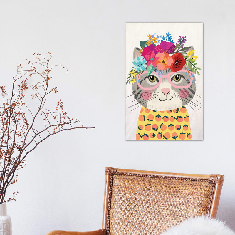 « Grey Cat II » par Mia charro-impression d’art graphique, Toile tendue, H 18 po x l 12 po x 1,5 po