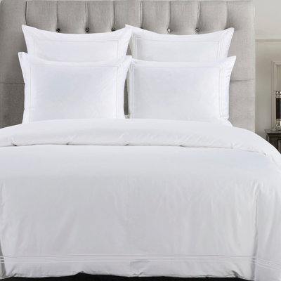 Border Embroidery 100% Cotton Modern Contemporary 3 Piece Duvet Cover Set