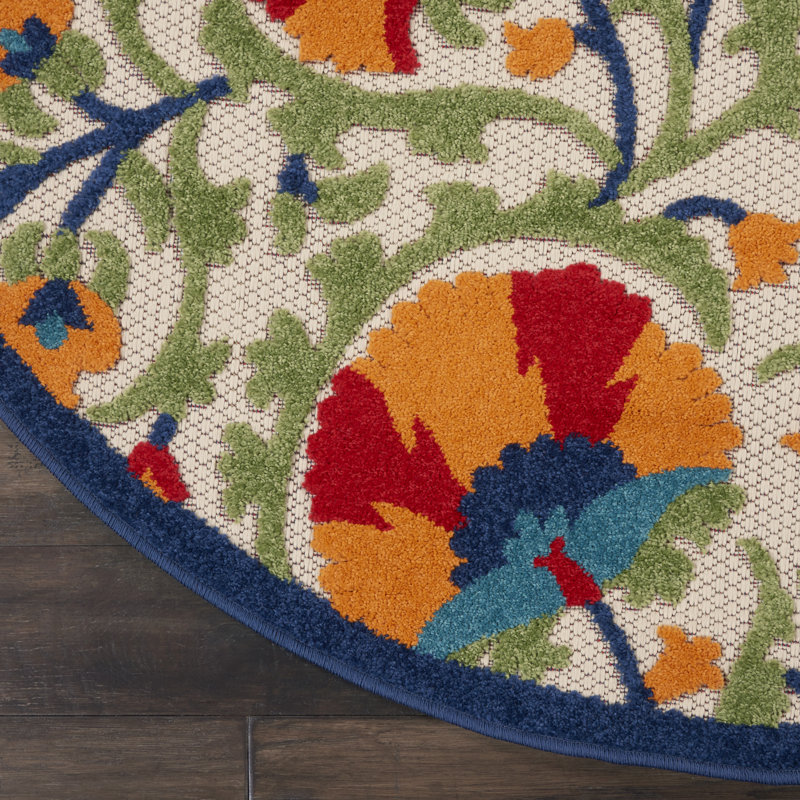 Eaglin Floral Indoor Rug, Round 5'3"