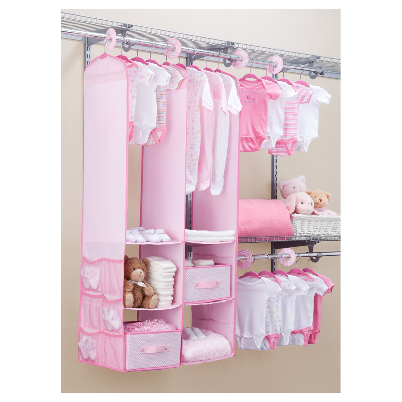 Organisateur de garde-robe pour enfant Delta, rose, 24 pièces, Rose