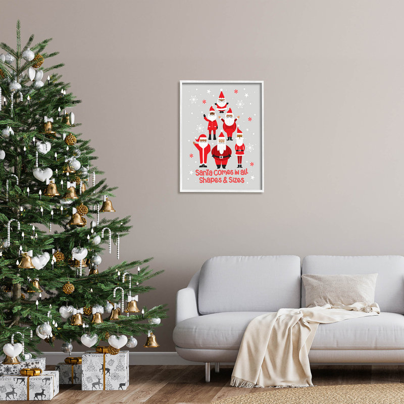 Père Noël toutes formes et at-179, H 30 po x l 24 po x P 1,5 po, Giclée encadrée blanc bord de mer