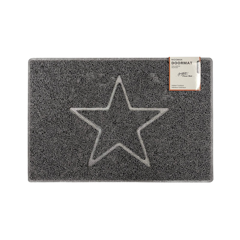 Star Embossed Doormat, Rectangle 44 x 75cm, Grey