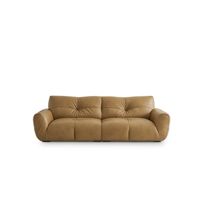 102.36"Modern minimalist retro brown leather sofa