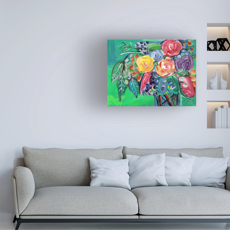 «Pretty Flowers in Vase» par Laura Gaylor Art - impression sur toile tendue, H 35 po x l 47 po x P 2 po