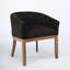 Chaise de salle à manger rembourrée de style Mid-Century avec accoudoirs, matériau principal en lin, structure en bois d'hévéa, accent de l 19 po pour le salon, ensemble simple, noir, conception épurée, - pièces en caoutchouc bruyantes, support en bois massif,