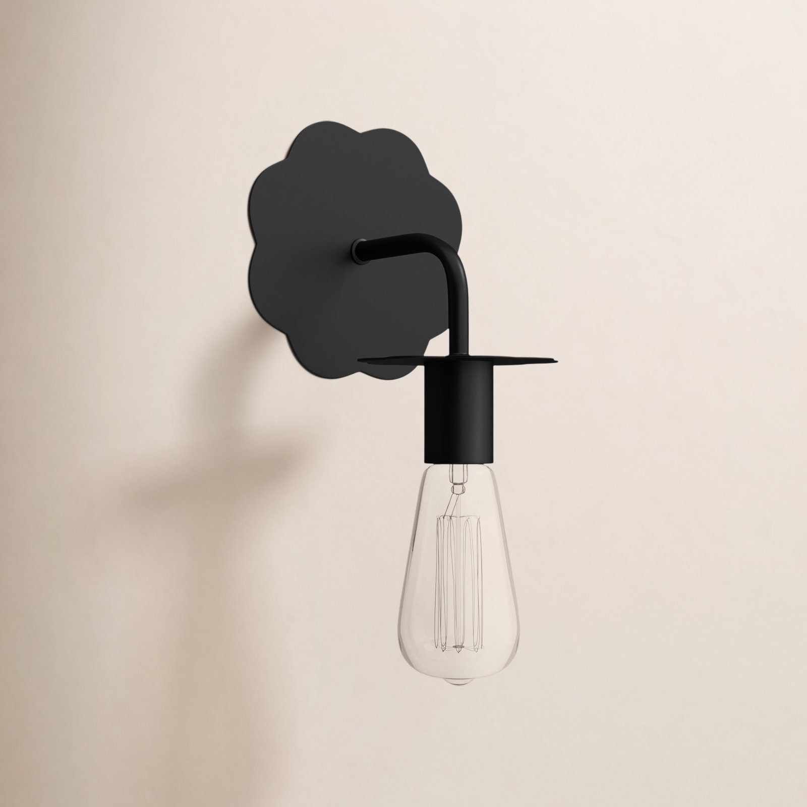 Single Light Dimmable Armed Sconce, Matte Black
