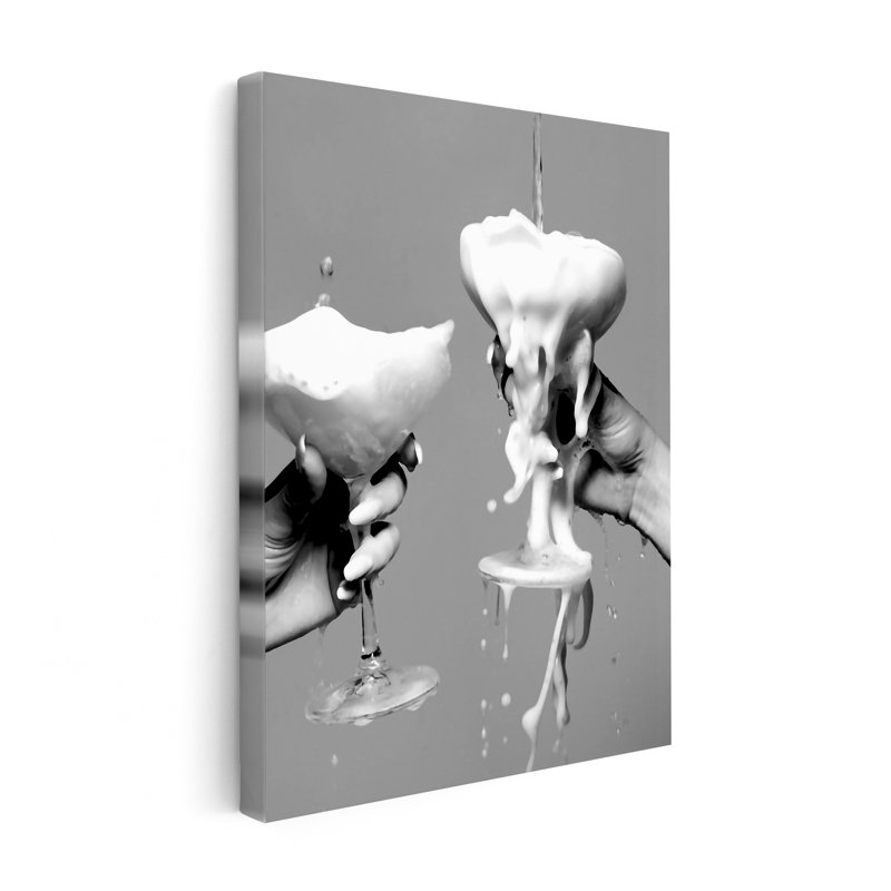 Verser du champagne No2, Black Framed, Canvas, 12"H x 16"W
