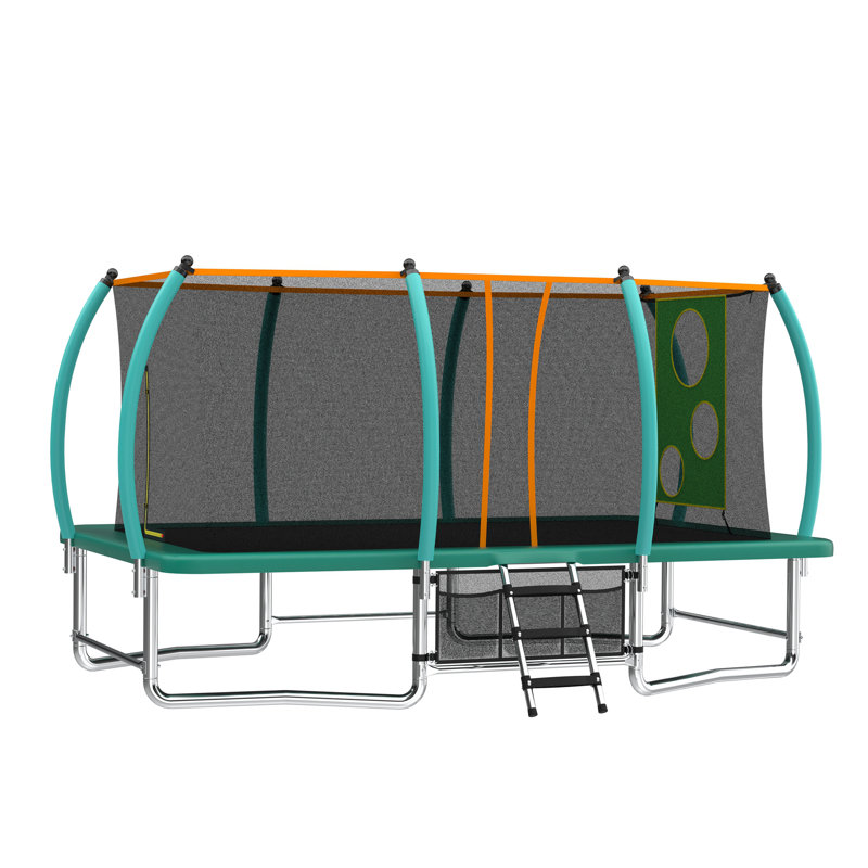 Long trampoline rectangulaire extérieur pour enfants adultes, Vert
