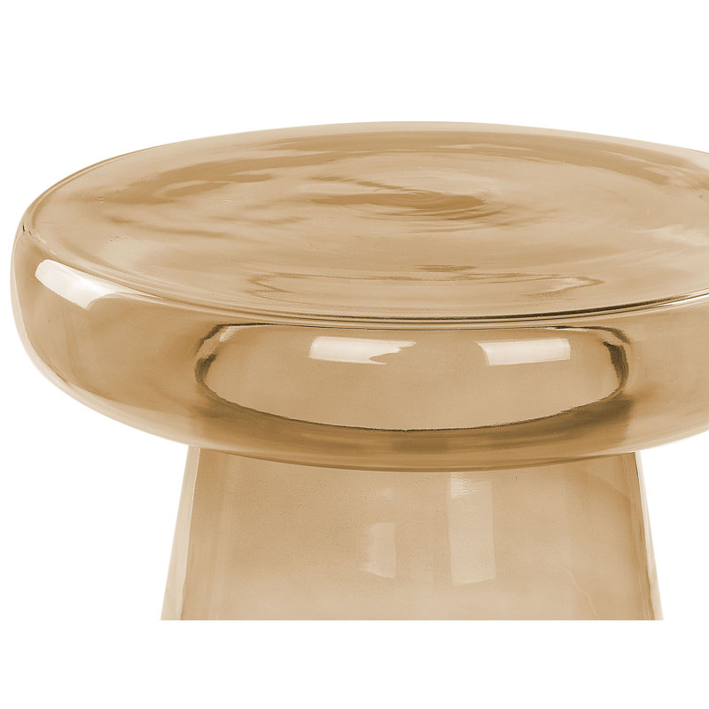 Caithlyn Glass Top Pedestal End Table, Golden Brown