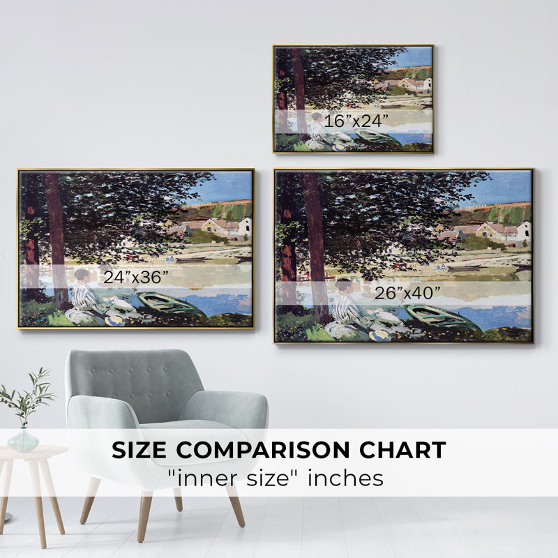 " Monet ", 41" H x 27" W x 2" D, Gold Floater Framed Canvas