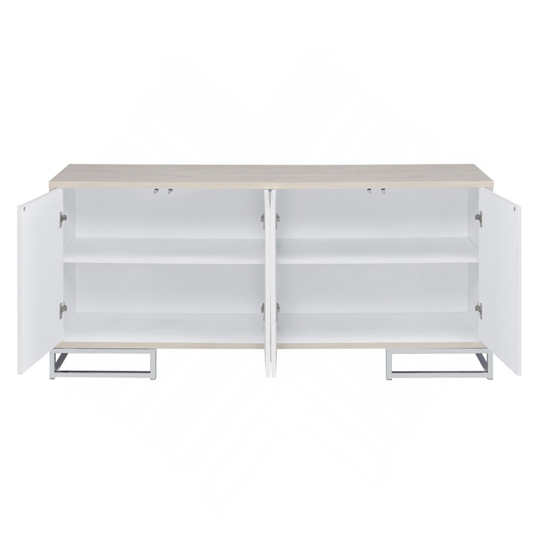 Console Liam Blue Marble Paint & Chrome, Bleu