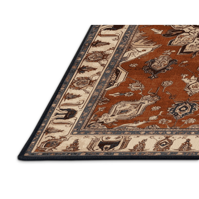 Machine Washable Persian Brown Area Rug, Square 3'