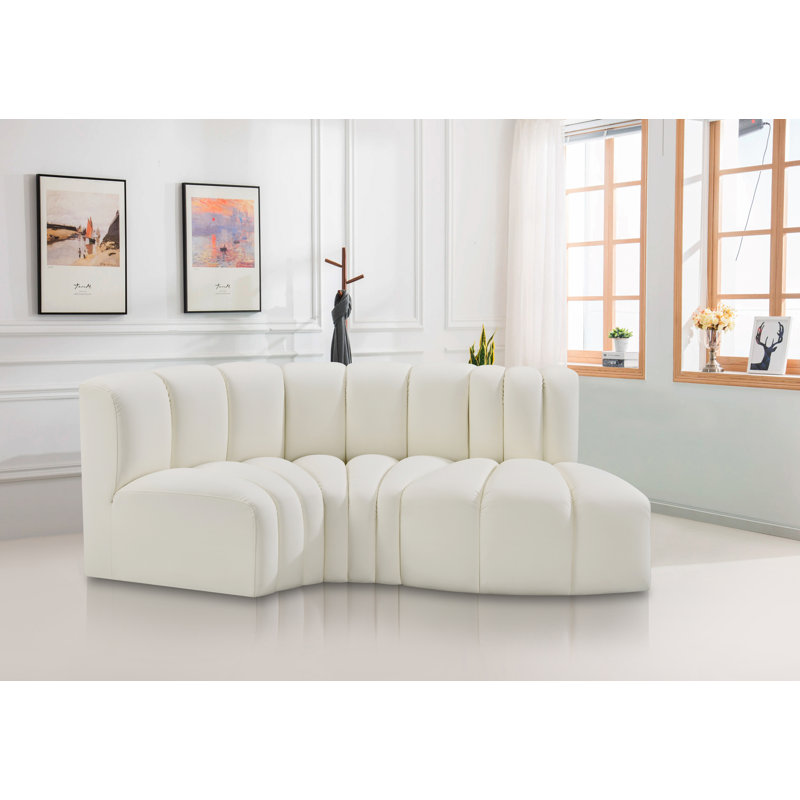 Canapé en cuir 70 po Hollyn, Cuir crème végétalien