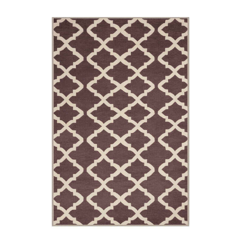 Tapis brun treillis lavable à la machine, Rectangulaire 2 pi x 3 pi
