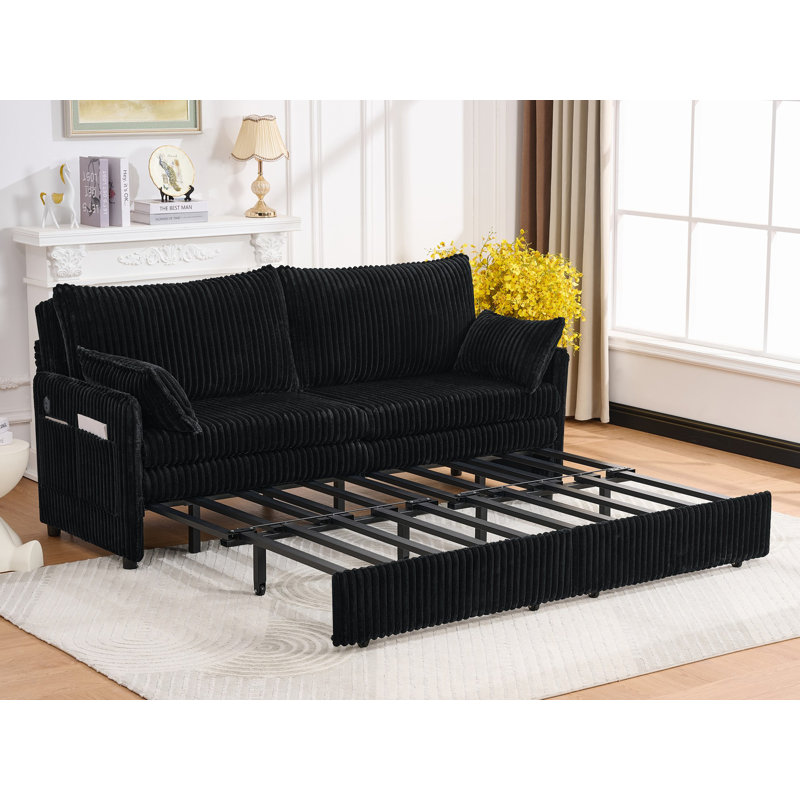 73'' Upholstered Sleeper Sofa, Black