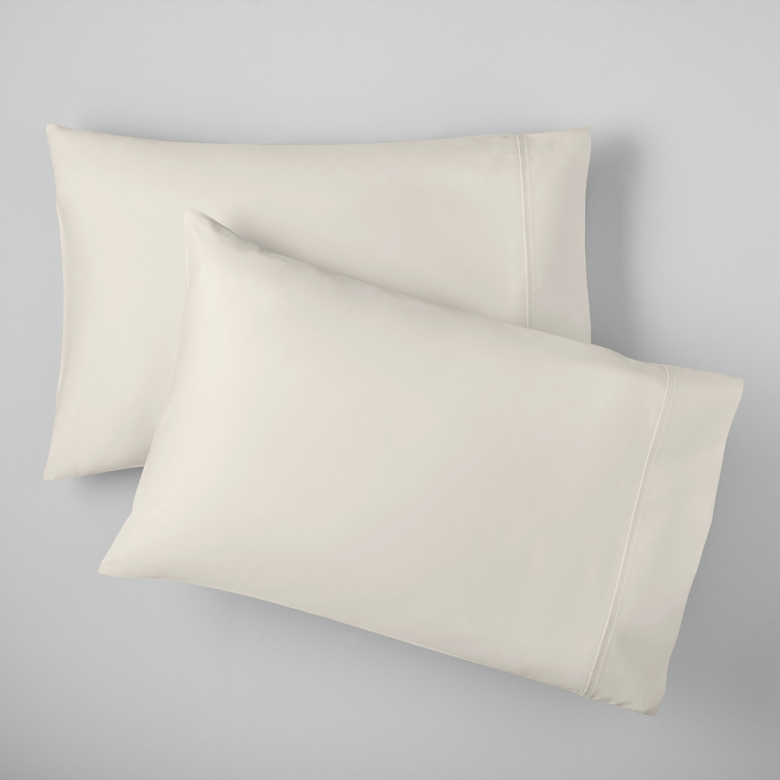 Danfield Cotton Sateen Pillowcase Set, Standard, Ivory