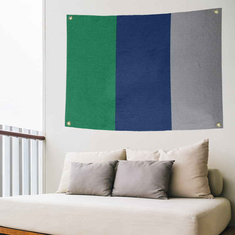 Tapisserie de polyester Vancouver, H 50 po x l 59 po x P 1 po, Vert / bleu / gris froid