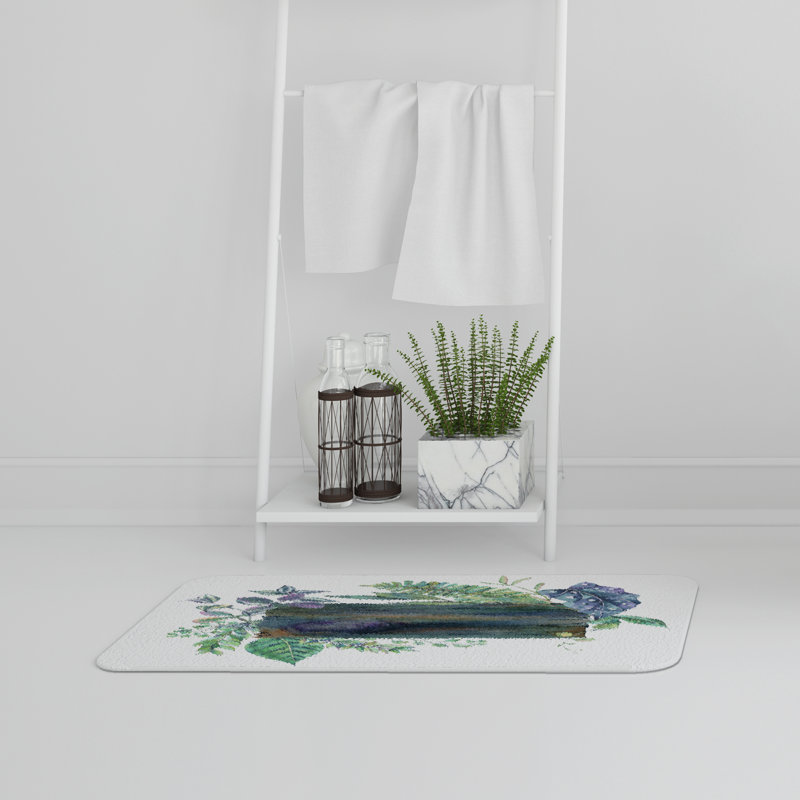 Key Non-Slip Backing Bath Rug, Rustic Mossy Log