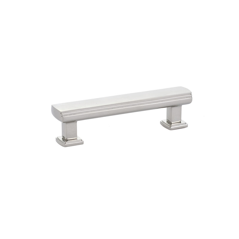 Art Deco 4" Center to Center Bar Pull, Polished Nickel, 3 1/2"