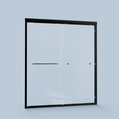 Porte de douche coulissante double semi-sans cadre H 56 po x l 72 po x H 72 po, porte de douche à dérivation, porte en verre trempé épais de 1/4 po (6 mm)  