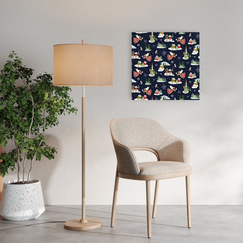 Christmas Village Angel Peaceful Abstract Contemporary Christmas Tree Deer Owl Forest Landscape Wall Art Print 1 Piece Wrapped Canvas Wall Art