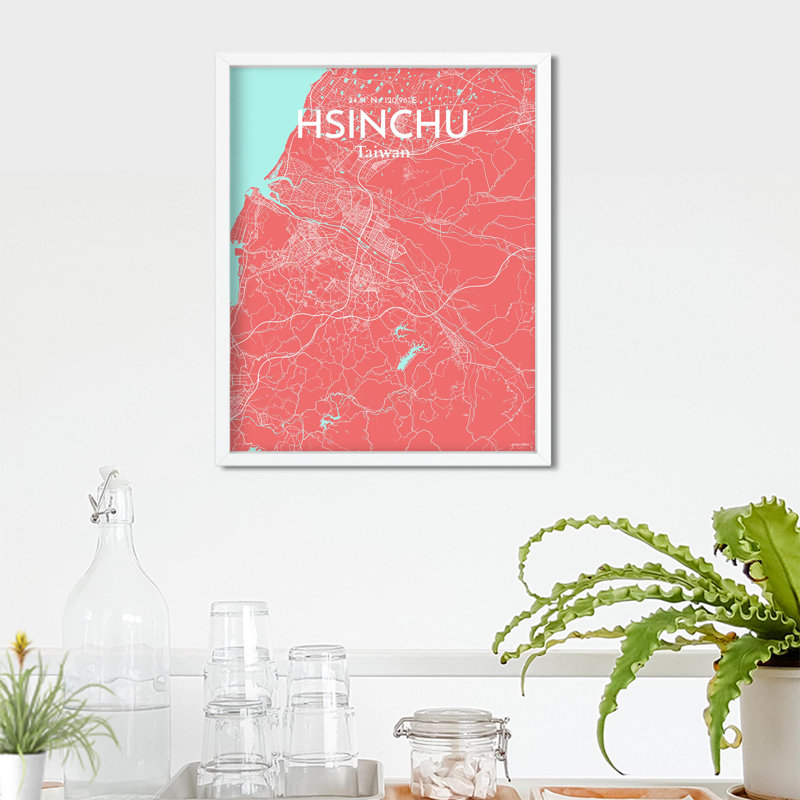 Hsinchu City Map In Maritime - No Frame Print, 20cm H x 16cm W x 0.05cm D