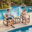 Ensemble bistro en rotin 3 pièces, table basse à 2 niveaux et coussins épais, ensemble de conversation pour patio toutes saisons pour jardin, balcon, gris