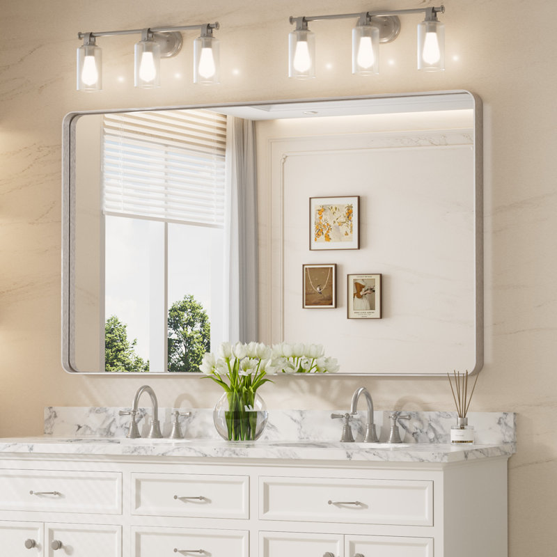 Miroir d'appoint Tyro, 60 po x 36 po, Rectangulaire, Nickel