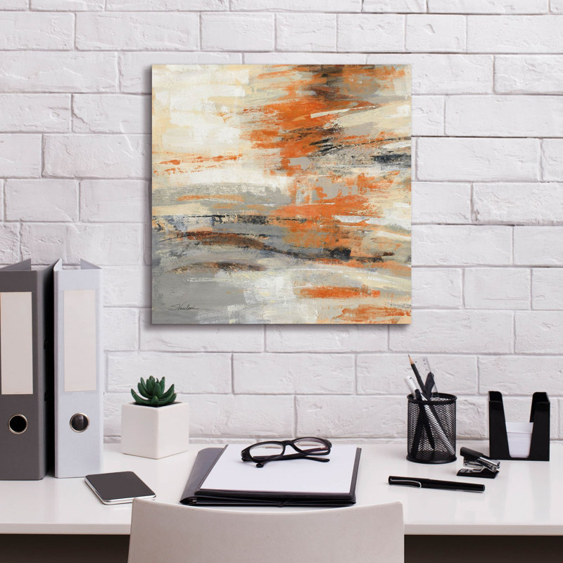 «Golden Dust C Orange» par Silvia Vassileva, art mural sur toile, H 18 po x l 18 po x P 0,75 po