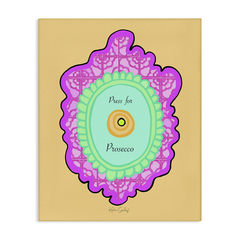Press For Prosecco Button Canvas, design by Katie Conley, 20" H x 16" W