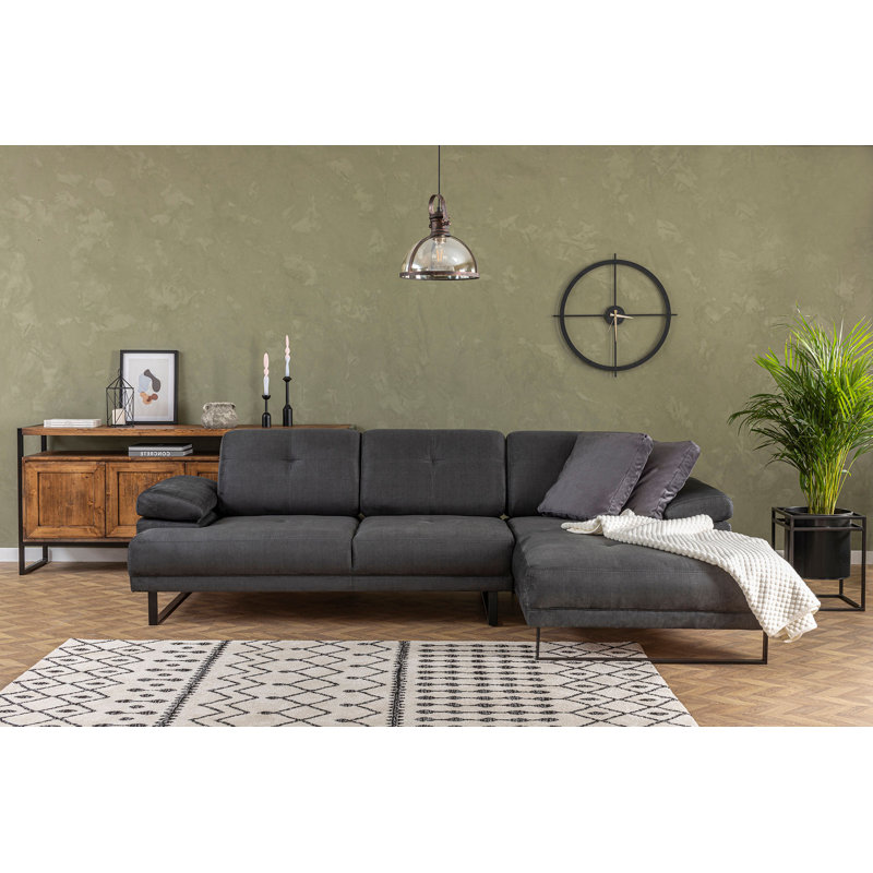 Canapé et méridienne Simmerman, Mélange de polyester anthracite, Orienté à droite, H 32,7 po x l 107,9 po x P 68,5 po