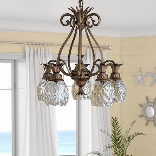 Pineapple 6 Light Chandelier With Silk Shades