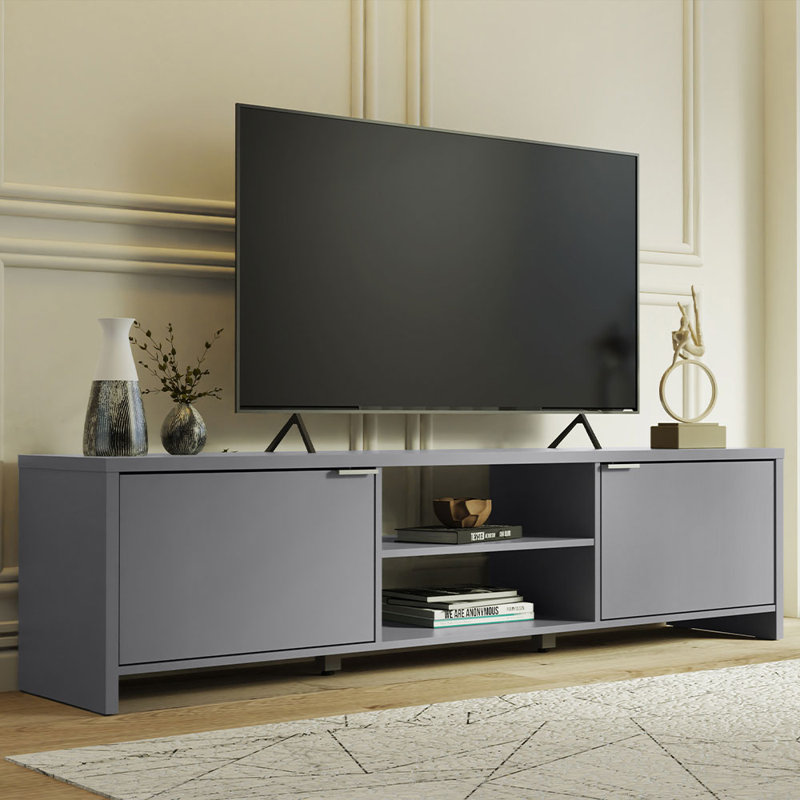 TV Stand Large Media Console with Cable Management for 65, 75 Inch Media Storage Gaming Living Room Entertainment Center Modern Wooden Television Cabinet