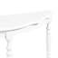 Console de 42 po, finition blanc laiteux, bois massif, demi-lune rétro avec plateau en forme de nuage et tablette ouverte pour entrée de bureau-118005065